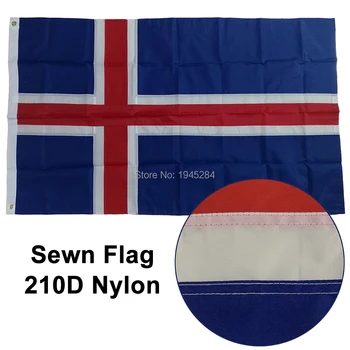 Бродирана изработена знаме на Исландия Исландски национален флаг банер страни по света плат Oxford найлон 3x5 фута, безплатна доставка