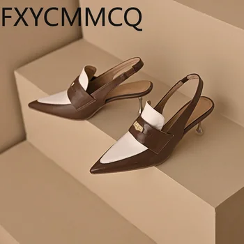 Дамски кожени обувки FXYCMMCQ с дълбоко деколте отзад и остри пръсти на тънък Висок ток, Размер 31-46 написал 23-1