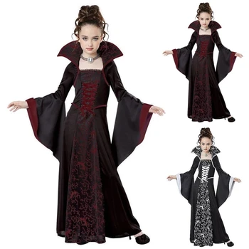 Детски костюм за Хелоуин за момичета, карнавальное рокля вещица-вампир, средновековната реколта детски дрехи, за да се изяви на партито