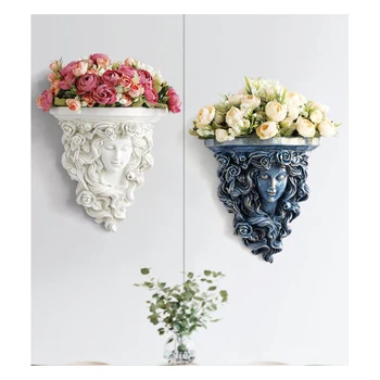 Европейската стенни ваза от смола + набор от изкуствени цветя, стенописи за всекидневна, декориране на хотел, стикер на стената, занаятчийско украса