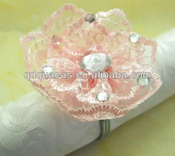евтини пръстен за салфетки с цветя модел, сватбен държач за кърпички