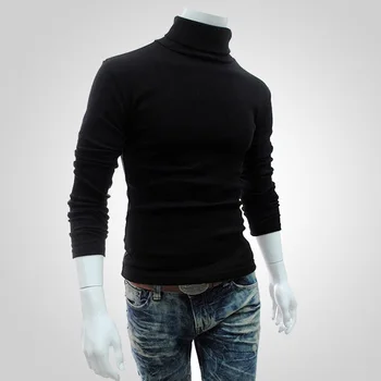 Есенно-зимния топлинна бельо, мъжки ежедневни тънка риза с висока воротом, блузи с дълги ръкави, просто обикновен пуловер, тениска A50
