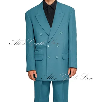 Комплект двубортных бизнес мъжки костюми в класически стил, 2 броя, сшитое на поръчка е висококачествено обичайната рокля за мъж