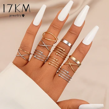 Комплект пръстени златисто-сребърен цвят за жени, мода за момичета 2023, нови пръстени от неръждаема стомана в стил пънк, модерни подаръци за партита, бижута 2023, аксесоари