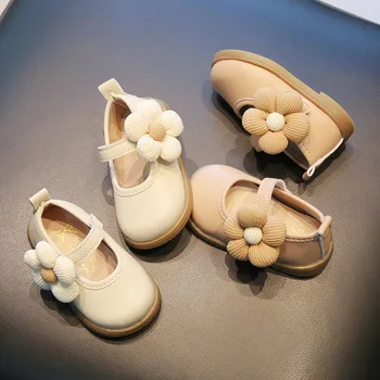 Красива апликация; кожа обувки за малки момичета; сезон пролет-есен; обувки за малки партита-детски сватбени обувки на принцесата 2023 г.; G07132