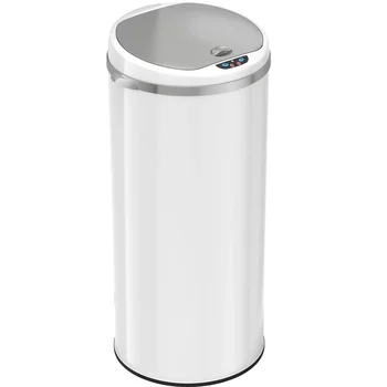 Кръгло Сензорно кофа за боклук с функция за ароматизация, 13 Литра, Перлено бяло, 12,60x11,60x31,30 инча