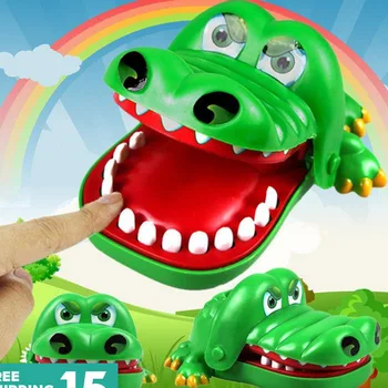 Кусающийся крокодил, ужасна играчка, развлекателна игра с 2 рюмками, настолна игра за парти, подарък, алкохол