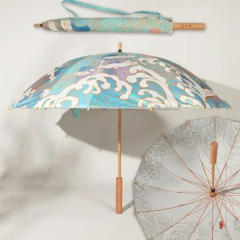 Луксозен ветрозащитный чадър, сгъваем, със защита от ултравиолетови лъчи, модерен женски чадър, дизайнерски симпатичен параплюи, стоки за дома WSW13XP