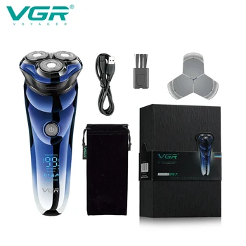 Машинка за подстригване за коса VGR, професионална мъжка самобръсначка, водоустойчива самобръсначка за оформяне на брада, акумулаторна машинка за оформяне на брада, 3D плаващ бръснач V-305