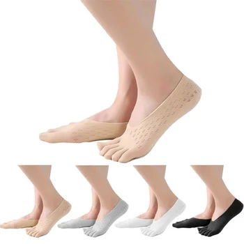 Модни Дамски обувки на тънък Чорап, Невидими Силиконови мини Чорапи с пет пръста, Силиконови Нескользящие Чорапи С Пет пръста