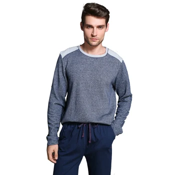 Мъжки пижамный комплект, пролетен пуловер с дълъг ръкав, памучни домашни панталони