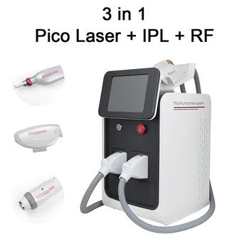 Най-ДОБРАТА 3 в 1 Многофункционална IPL Лазерната машина за епилация Nd Yag Лазерната машина за премахване на татуировки, RF Лифтинг Лазер За епилация