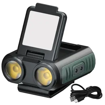 Налобный фенер с клипс за къмпинг, водоустойчива акумулаторна фенерче с усилвател, USB лампа за разходки, фенер с подсветка налобного фенерче