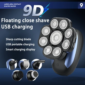 Нова самобръсначка 6 в 1 за мъже 9D с плаваща режещата глава 9D, водоустойчива самобръсначка, мултифункционален USB-машинка за зареждане