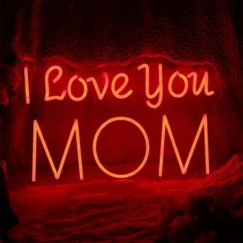Обичам те, мамо, неон led лампа за Деня на майката, началната дневна, ресторант, хотел, подарък за рожден ден, празник елегантен атмосферното осветление