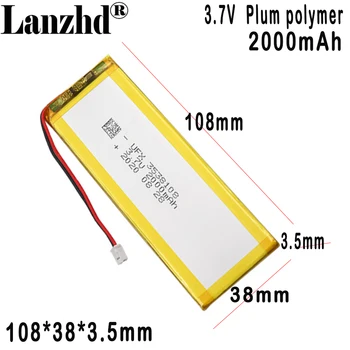 Полимерно-литиева батерия 3538108 3,7 През 2000 mah за таблет Bluetooth клавиатура батерия с изолирана чаша