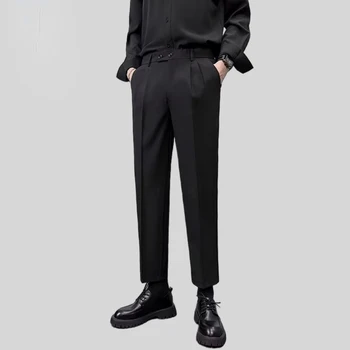Пролетно-летен костюм, панталон, мъжки стрейчевые бизнес панталони с еластичен ластик на талията, обикновена тънки панталони с дължина до глезена, корейски тънки панталони, мъжки дрехи H14