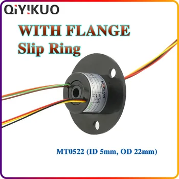 Пълзяща пръстен с вътрешен отвор 5 мм, външен диаметър 22 мм, 2, 4, 6 песни, всяка 2А проводник с фланец QIYIKUO