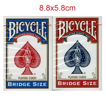 Размер на велосипед мост, игра на карти на гърба, синя / червена тесте USPCC, вълшебни игри с карти, подпори за фокуси