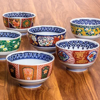 Ретро стил на Иван корта, боядисана брокат, божур, керамични японската посуда, домакински купа за спагети, купа за супа, купа