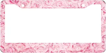 Розови рози Frame регистрационен номер Метална капачка регистрационен номер Предната плоча Рамка рамка за автомобилната тагове за жени, мъже Стандарт на САЩ