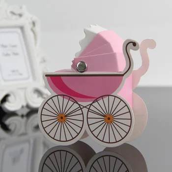 сватбен подарък за бебе душ-кутия за подаръци под формата на бебешка количка розово и синьо, кутия бонбони за партита по повод рождения ден на 100 бр