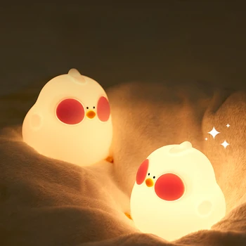 Силиконова лампа Gugu Chicken, цветен с дистанционно управление, лампа за сън със зареждането, малка нощна лампа Gugu, детски подарък