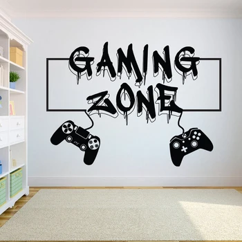 Стикер за стена за геймъри, контролер за гейм зоната, vinyl стикер за игри, индивидуална за детска спални, винилови стикери за стена A734