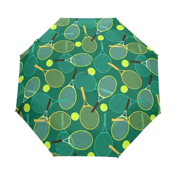 Тенис ракети и топки Ветрозащитный пътен чадър от дъжд женски UV-защита на Преносим трехскладной автоматичен чадър-шезлонг