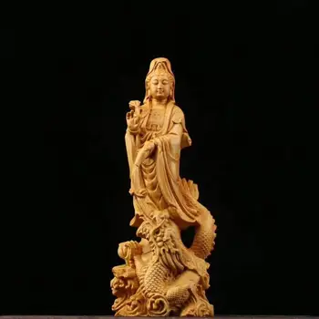 Традиционната статуя на Буда ръчно изработени от масивна дървесина, дърворезба, декорация на Буда Гуаньинь, статуята на фън шуй за дома, хол