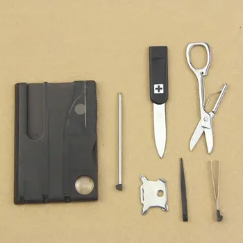 Удобен мултифункционален инструмент за оцеляване в къмпинга, card нож, led лупа, новост