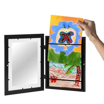 Художествени рамки за деца, детски художествени рамка, разкриваща отпред взаимозаменяеми дисплей за изображения, съхранение в домашния офис, 3D дисплей за изображения