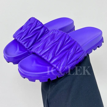 Чехли Нови дамски 2023 летни нагънат дизайн нескользящие сандали на платформа с триизмерно усещане дамски чехли